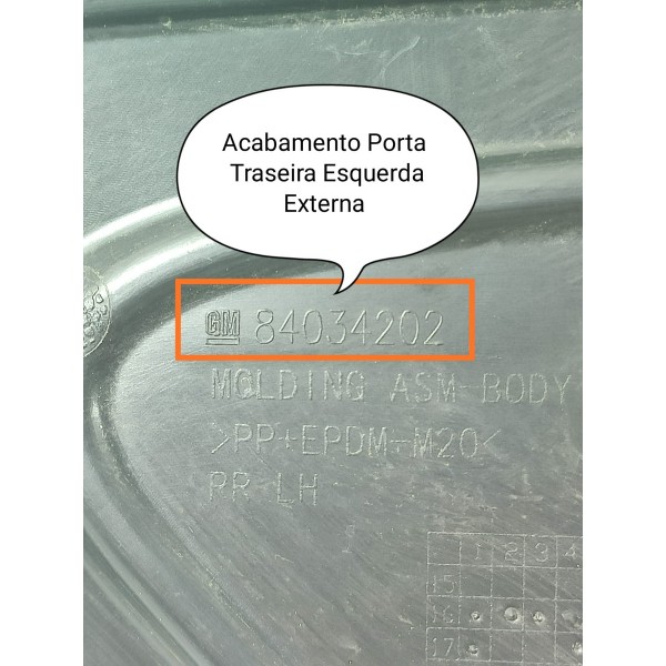 Acabamento Coluna Traseira Direita Cruze 2017/2023 84034202