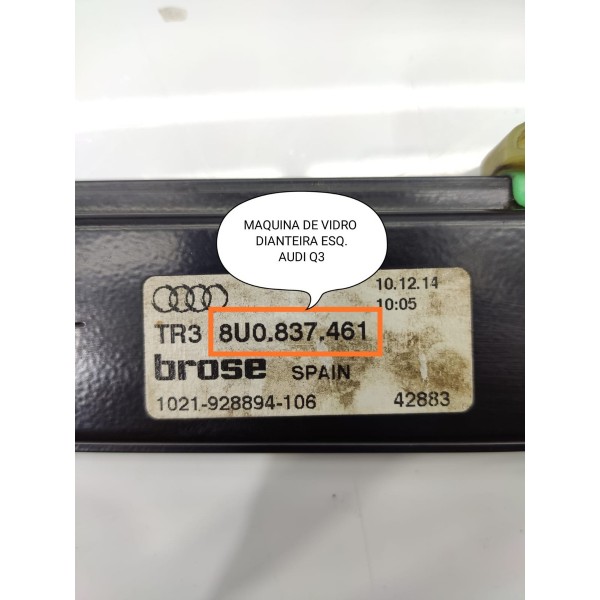 Maquina Vidro Dianteiro Esq Audi Q3 2015 8u0837461 / 17342
