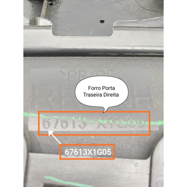 Forro Porta Corolla Traseiro Direito 2019/2024 67613x1g05