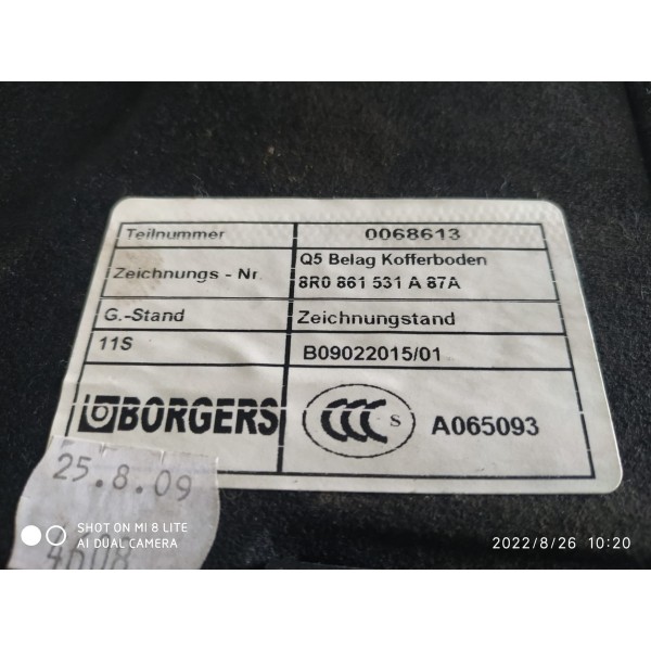 Tapete Estepe Porta Mala Audi Q5 2009/2016 8r0861531 / 19081