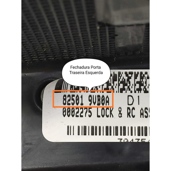 Fechadura Nissan Kicks Traseira Esquerd 2016/2024 825019vb0a