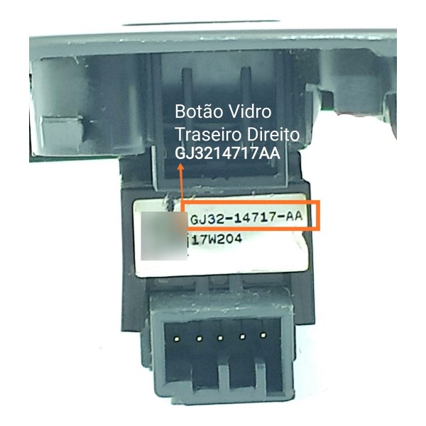 Comando Botao Vidro Evoque Tras Dir 2013/2018 Gj3214717aa