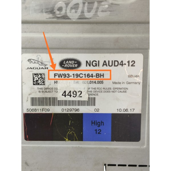 Modulo Amplificador Som Evoque 2012/2018 Fw9319c164bh