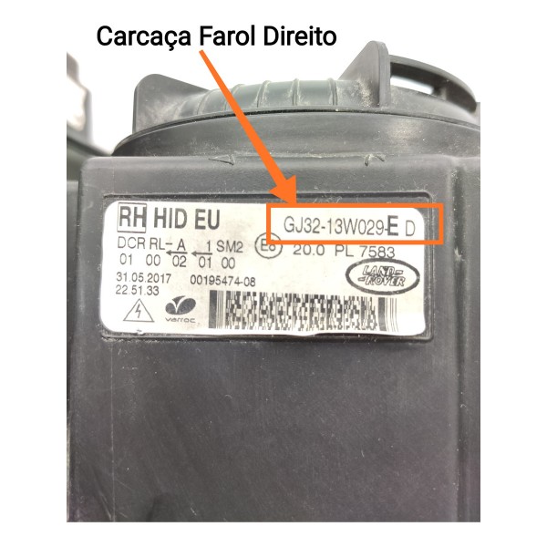 Carcaca Farol Evoque Direito 2012 2013 2014/2018 Gj3213w029