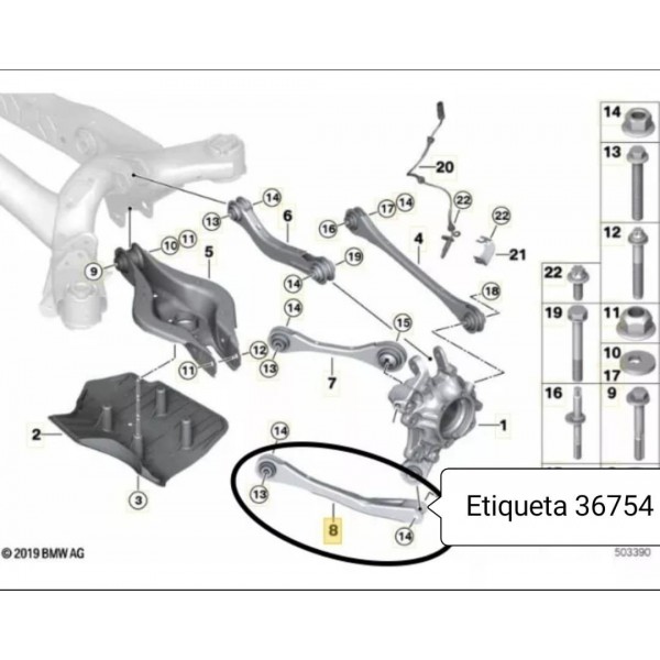 Braco Tirante Bmw 320 330 Traseiro Curvo 2019/2023 6878639