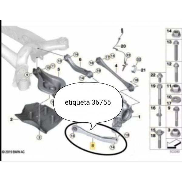 Braco Tirante Bmw 320 330 Traseiro Curvo 2019/2023 6878639