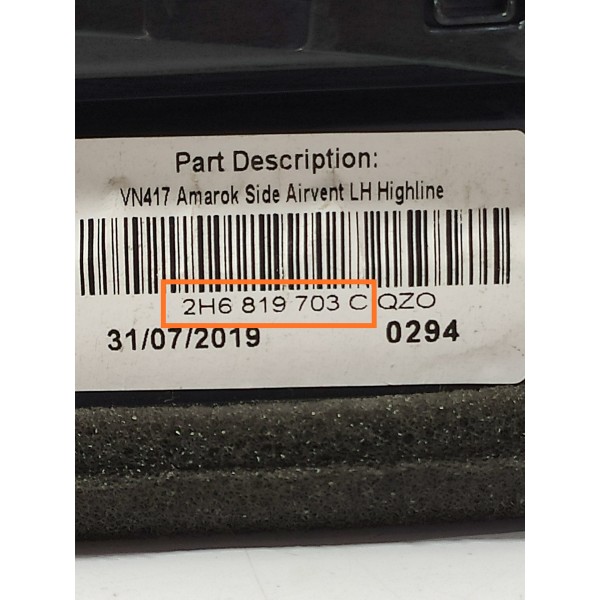 Difusor Ar Amarok Esquerdo 2017 2018 2019/2023 2h6819703c