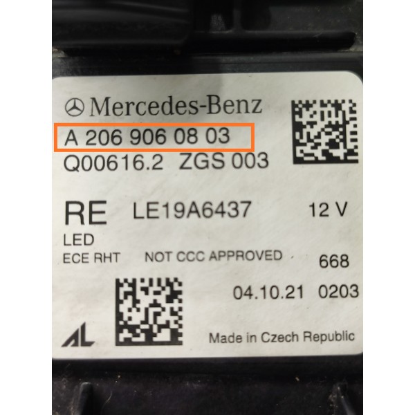 Farol Mercedes C200 C300 Direito Compl 2022/2025 A2069060803
