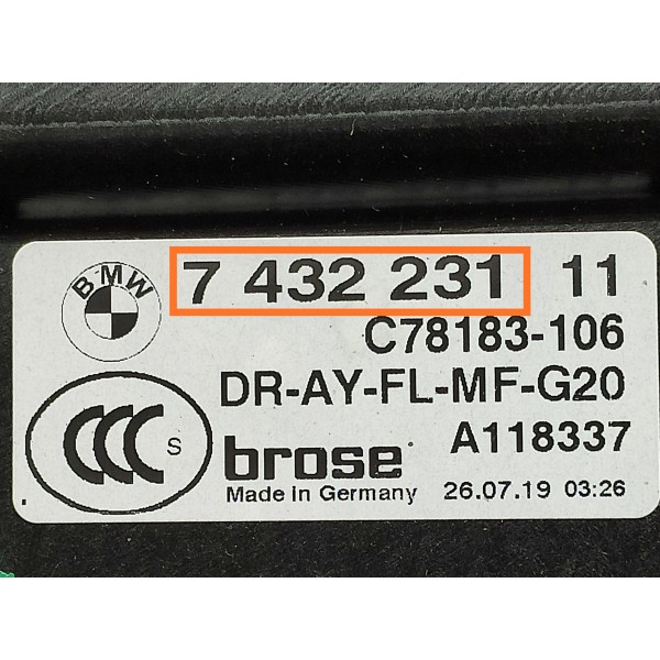 Maquina Vidro Bmw 320 330 G20 Diant Esq 2019/2025 7432231