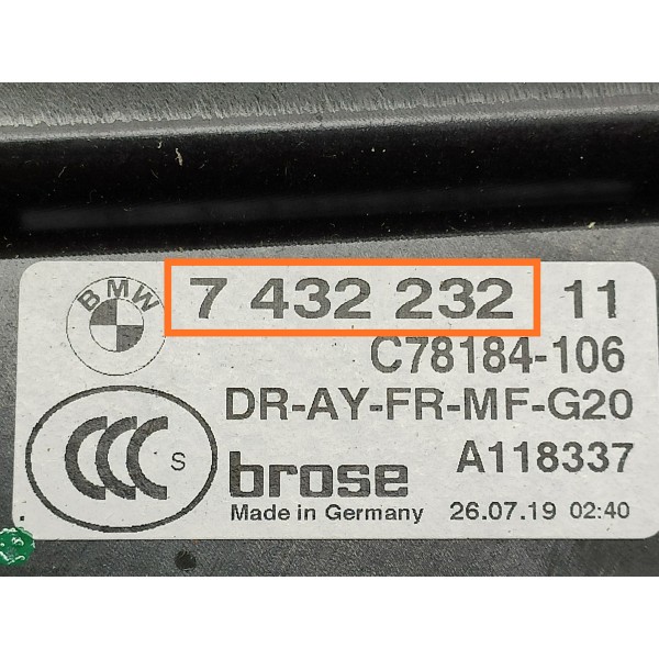 Maquina Vidro Bmw 320 330 G20 Diant Dir 2019/2025 7432232