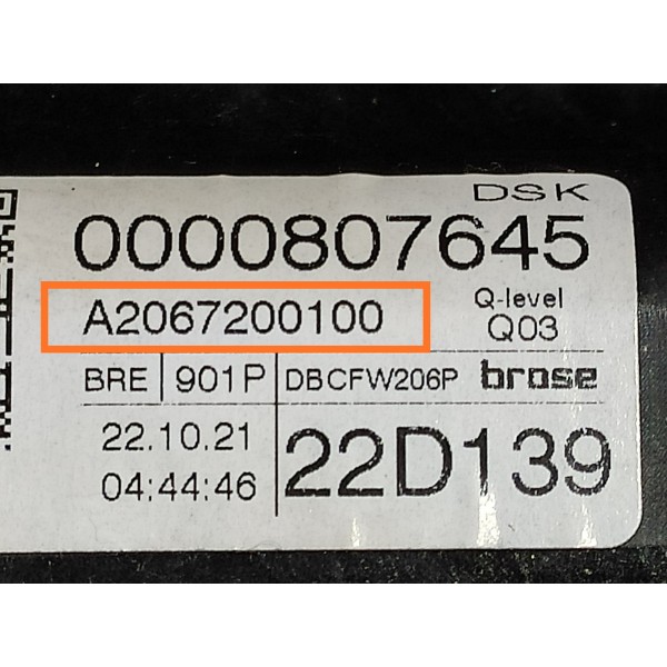 Maquina Vidro Mercedes C200 Diant Esq 2022/2025 A2067200100
