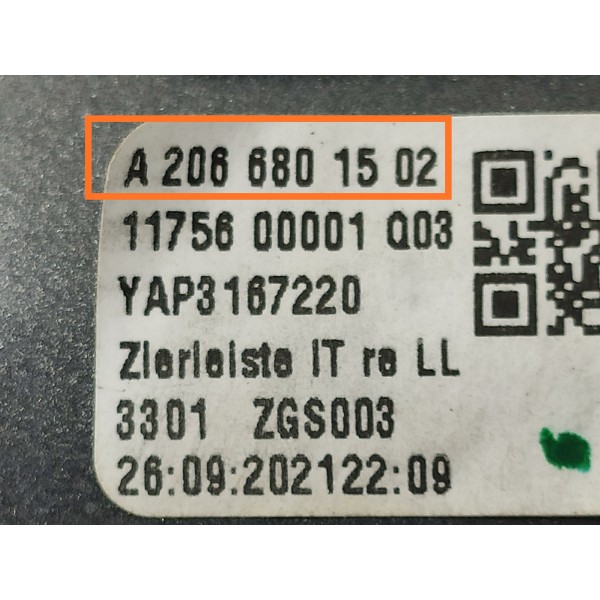 Friso Moldura Painel Mercedes C200 Led 2022/2025 A2066801502