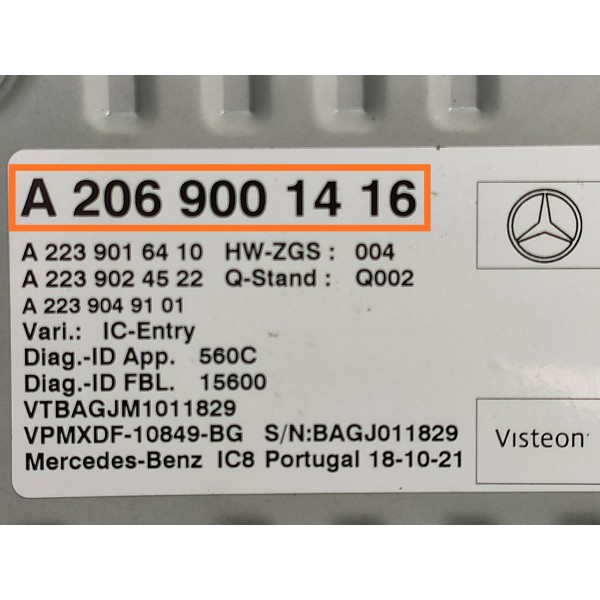 Modulo Painel Instrumento Mercedes C200 2022/2025 A206900141
