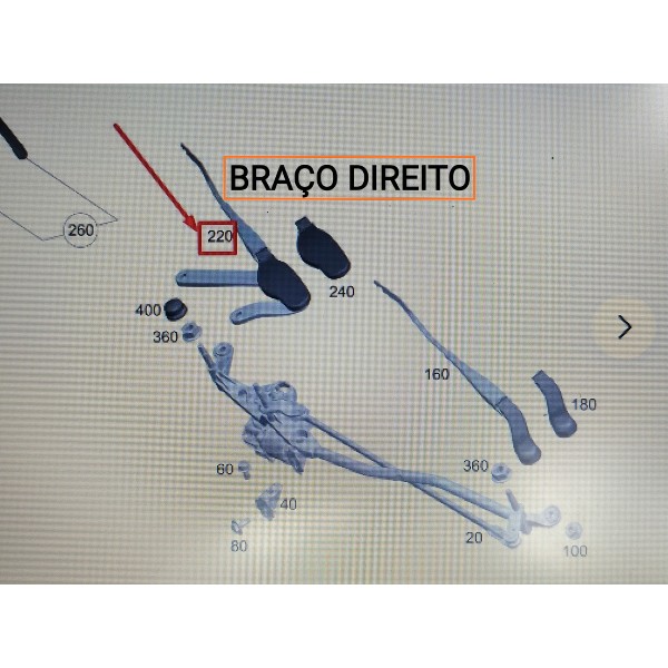 Braco Limpador Parabrisa Mercedes C300 Dir 22/25 A2068201100