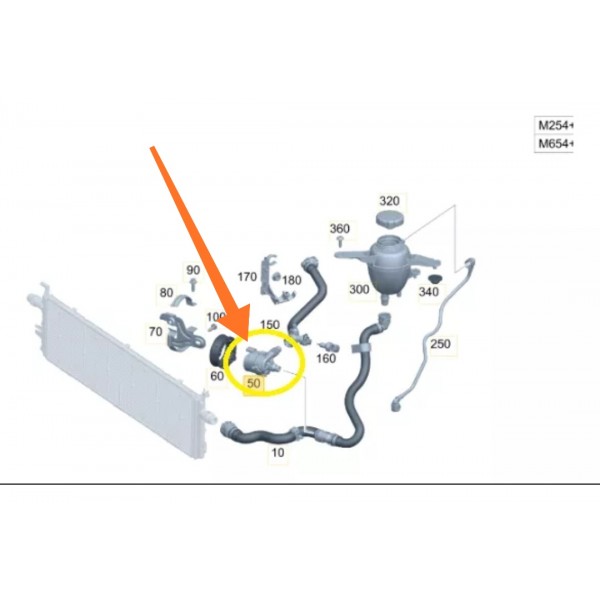 Bomba Agua Auxiliar Mercedes C200 C300 2022/2025 A0005007600