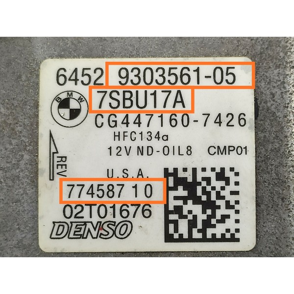 Compressor Ar Bmw X5 X6 2014 2015 2016/2019 77458710