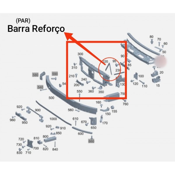Par Barra Reforco Painel Frontal Mercedes C300 2022/25 Orig