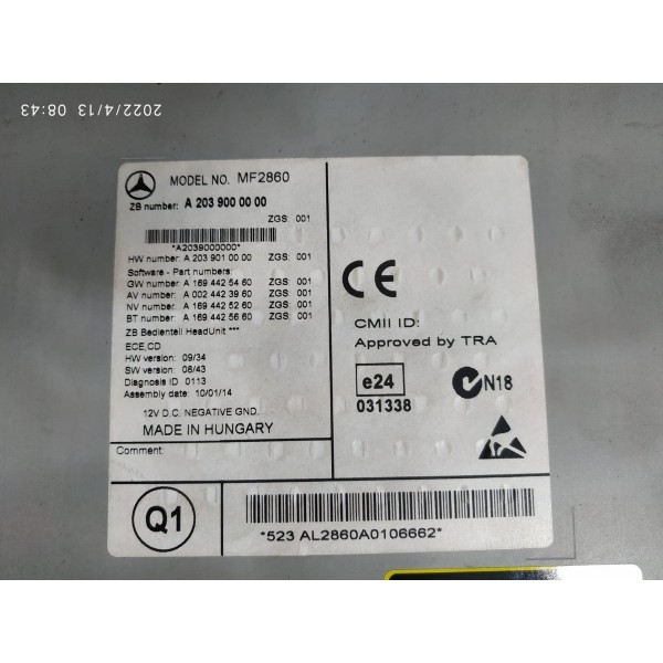 Radio Toca Cd Mercedes Clc200 C180 C200 2007/2010