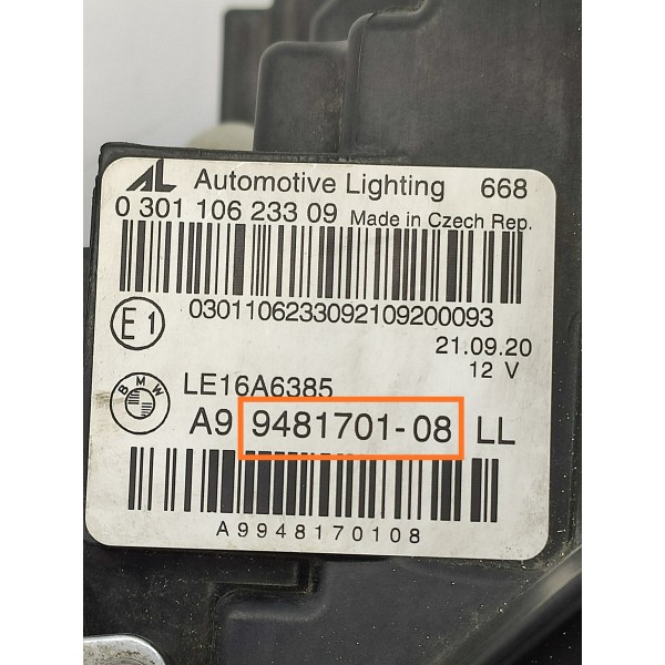 Farol Bmw 320 330 M Sport Esquerdo 2019/2022 Liso Le16a6385 Esquerdo/motorista