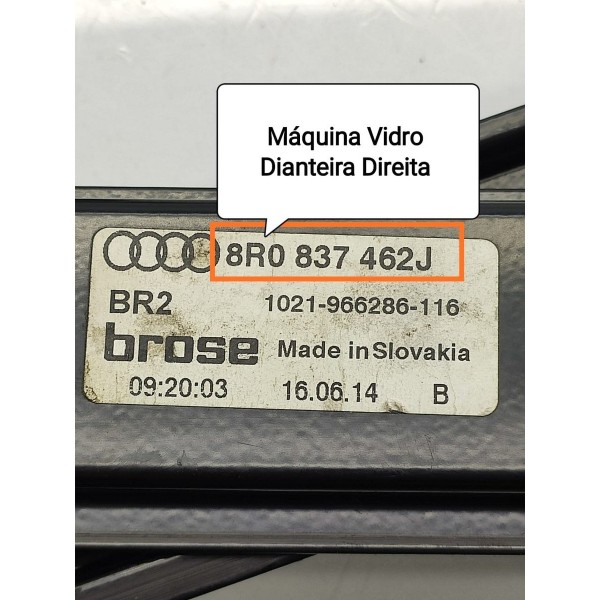 Maquina Vidro Audi Q5 Dianteira Direita 2012/16 8r0837462j Preto