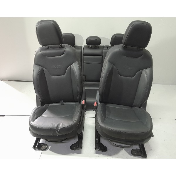 Jogo Banco Couro Jeep Compass 2017 2018 2019 2020 2021 Orig Preto