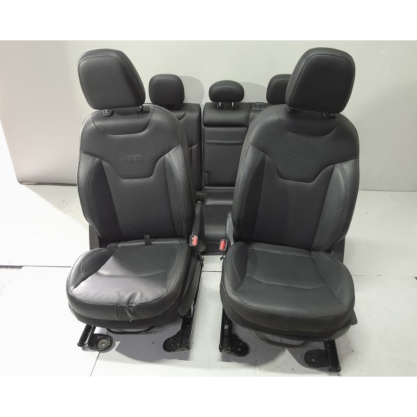 Jogo Banco Couro Jeep Compass 2017 2018 2019 2020 2021 Orig Preto