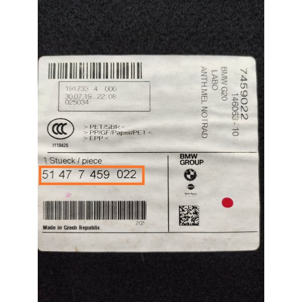 Estepe Macaco Ferramenta Forro Bmw 320 330 19/25 7459020 A1