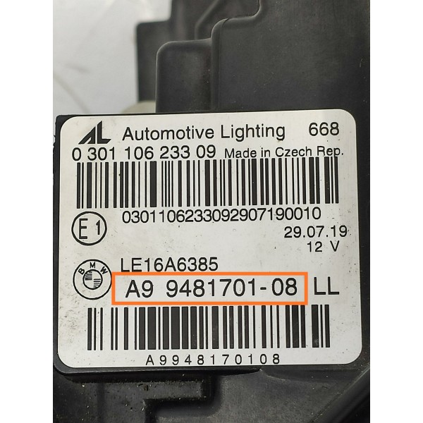 Farol Esquerdo Bmw 320i 330i 2019/2023 Completo A9948170108 Esquerdo/motorista
