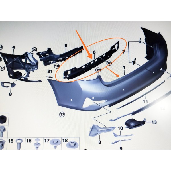 Suporte Parachoque Bmw 320 330 G20 Tras 2019/25 51127428024