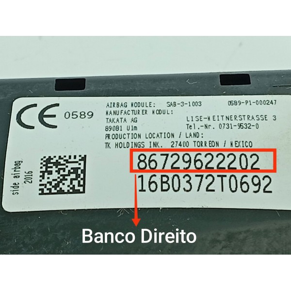 Bolsa Banco Bmw X5 X6 Direito 2014/2018 86729622202 Preto