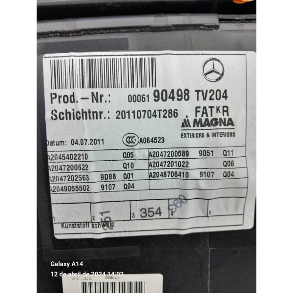 Forro Porta Mercedes C180 Dianteiro D 2012/2014 A2047200589