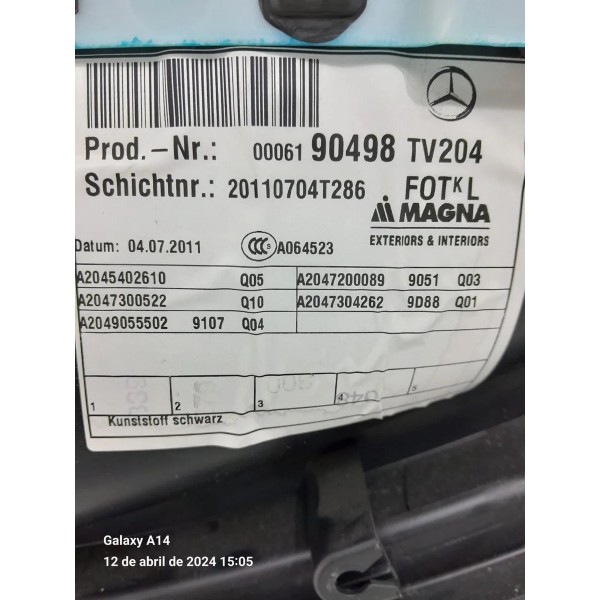 Forro Porta Mercedes C180 C200 Tras Esquer 11/14 A2045402610 Preto