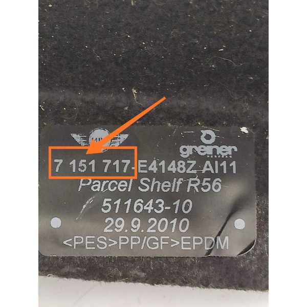 Tampao Bagagito Mini Cooper 4 Portas 2011/2017 7151717 Preto