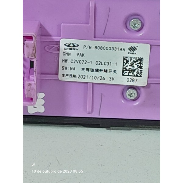 Botao Vidro Tiggo 5x 7x 8x Dianteiro Esq 2019/24 808000331a