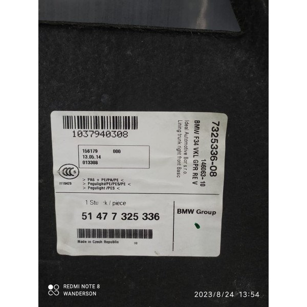 Acabamento Porta Mala Bmw 320g 328gt Dir 51477325336 /31557