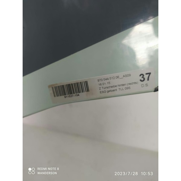 Vidro Porta Panamera Tras Dir 2009/2017 97054451206 /31145