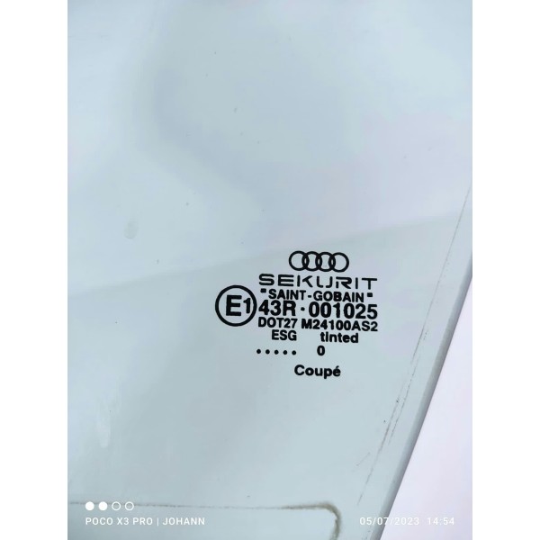 Vidro Audi Tt Lateral Direito 1998 1999 2000 2001 2002/2005