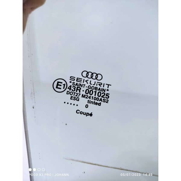 Vidro Audi Tt Lateral Esquerdo 1998 1999 2000 2001 2002/2005