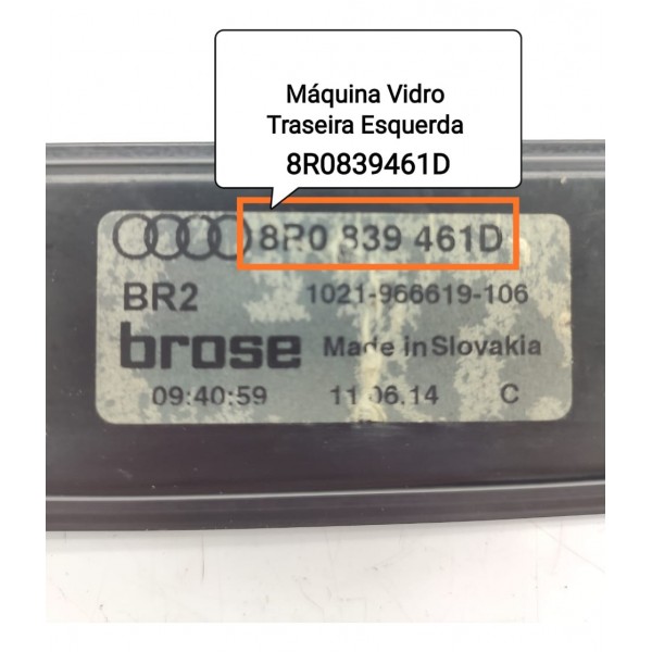 Maquina Vidro Audi Q5 Traseira Esquerda 2012/16 8r0839461d